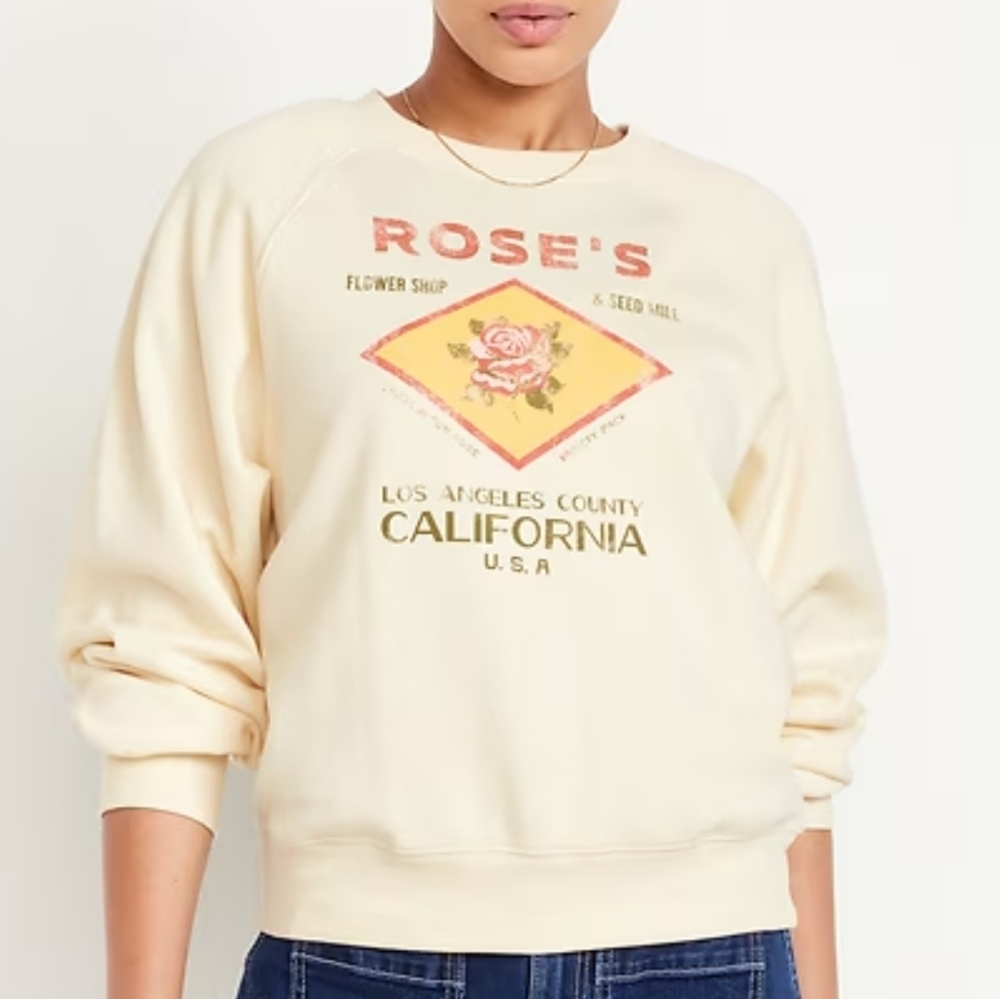 Old Navy Cream Rose's California Graphic Pullover Sweatshirt